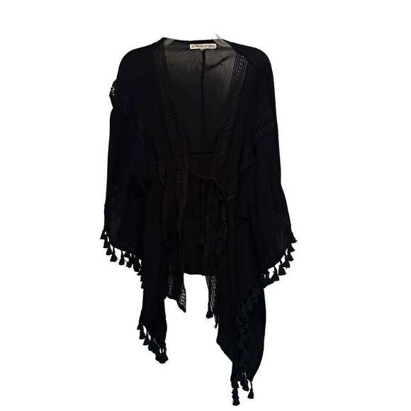 Michael Stars black tie front kimono - Picture 1 of 7
